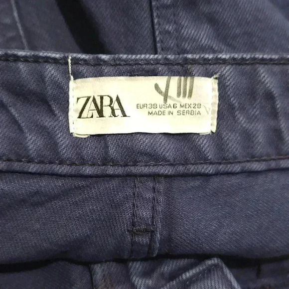 Zara high waist wide leg crop fray and indigo jeans - Picture 3 of 3